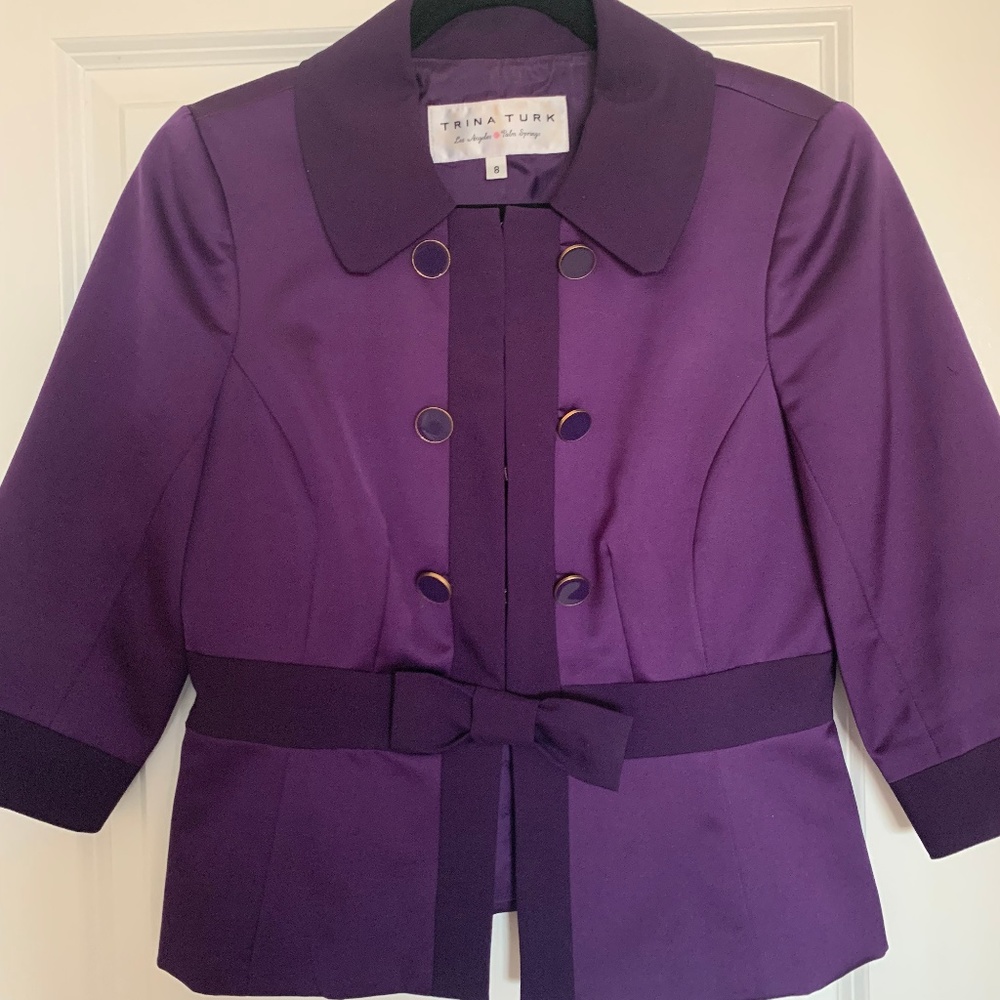 Trina Turk Purple Silk Jacket with Bow